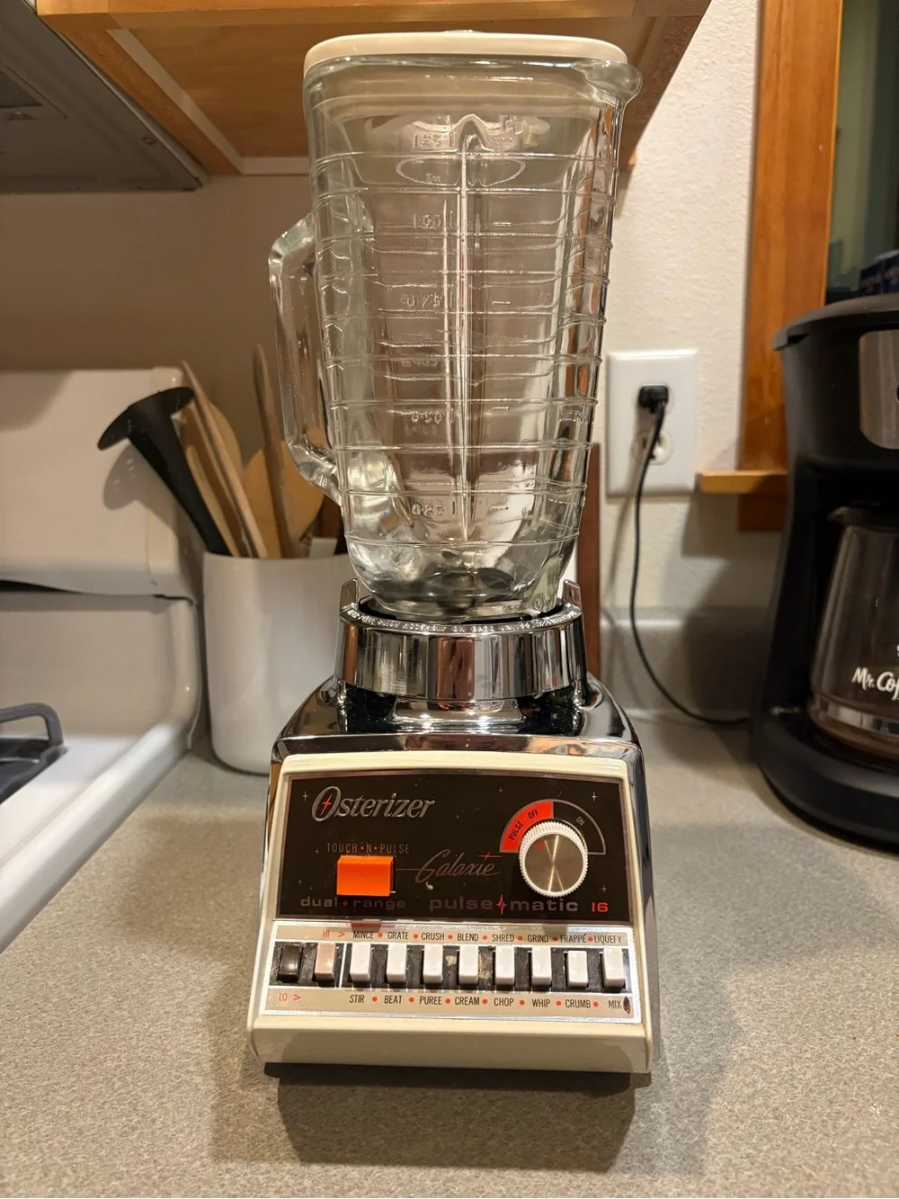 Vintage Oster Galaxie Glass Jar Blender in Clear and Chrome